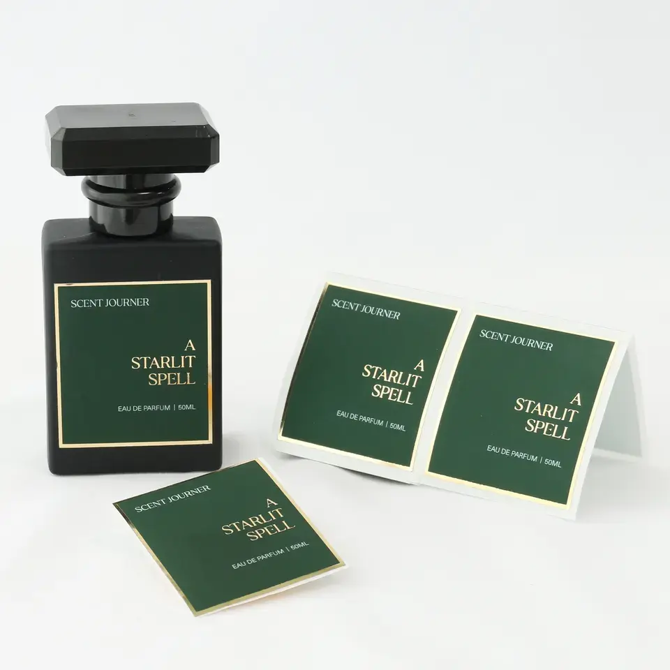 Luxe aangepaste parfumetiketten goudfolie logo sticker