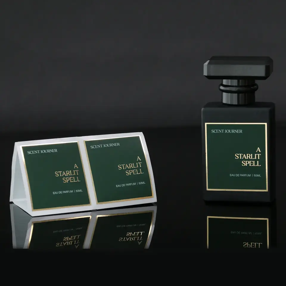 Etichette di profumo personalizzate di lusso Adesivo con logo in lamina d'oro