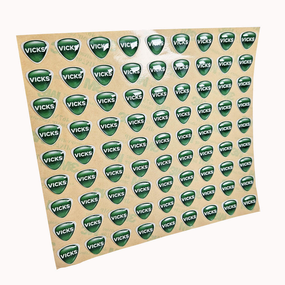 Label Stiker Resin Bulat Logo Label 3D Perekat Kustom