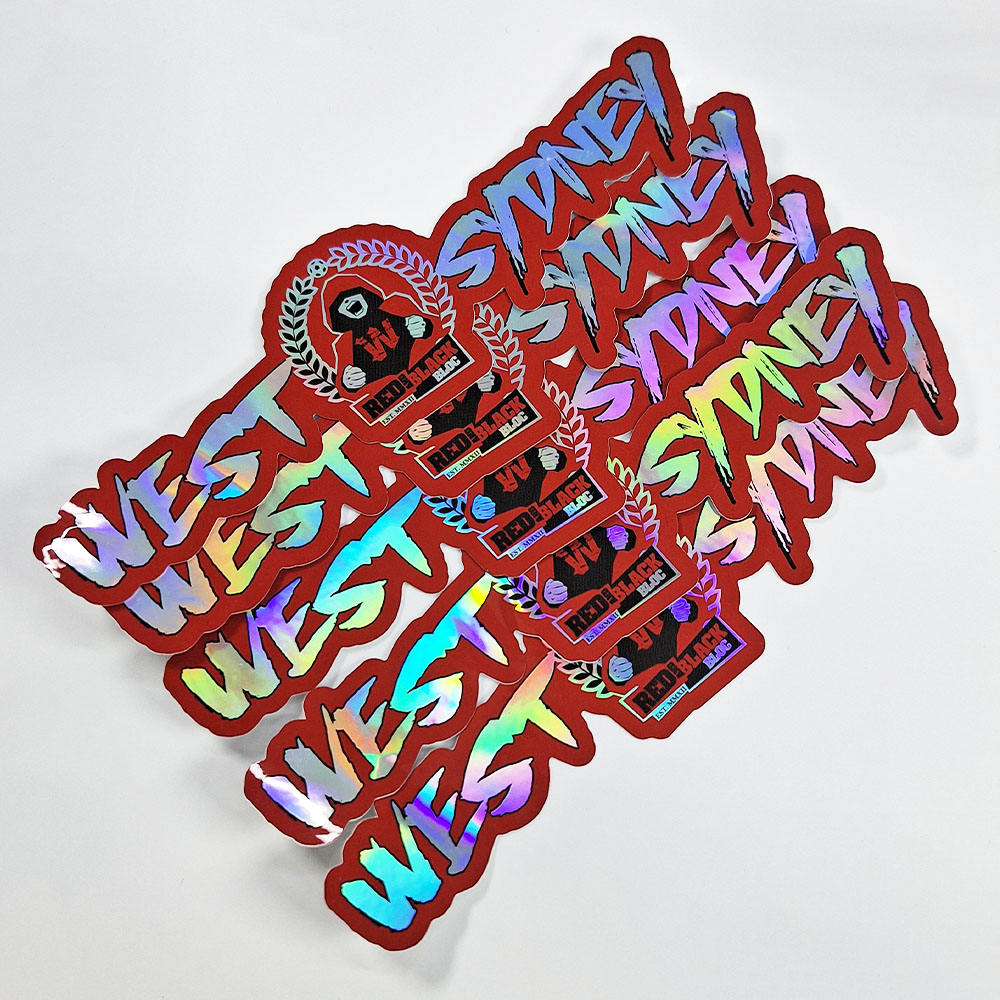 Stiker Die Cut Holografik Laser Kustom Pencetakan Logo Merek